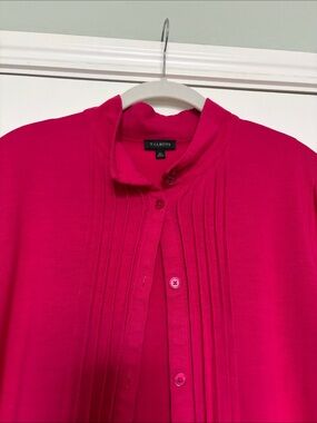 Talbots Vibrant Pink Button-Front Pleated knit top tee sz xl woman’s possible L